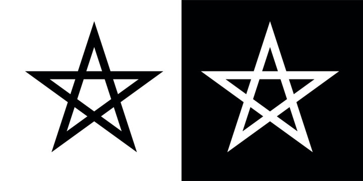 A pentagram icon, a linear star. Symbol of the Red Army, military rank on shoulder straps, or police. Geometric figure. Heraldic symbol, a five-pointed three-dimensional star.