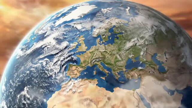 Detailed map of the United Kingdom and surrounding European countries from space.