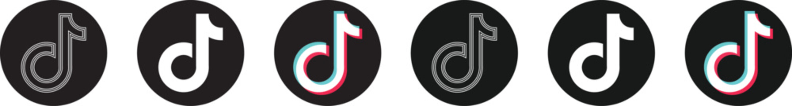 tiktok logotype , tiktok black icon editorial.eps10, png. Tiktok logo icon set. tiktok, logo, icon, tiktok icon illustration. Tik Tok logo set in six different versions in a flat design