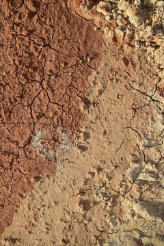 Solo de barro seco, terreno sertanejano ressecado, textura de barro rachado
