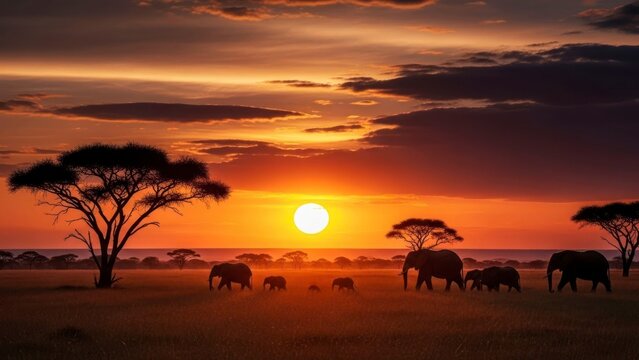 Sunset elephants