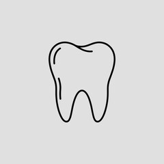 Obraz premium Simple line drawing of a tooth on grey background 