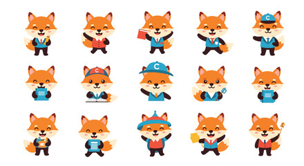 Fototapeta premium Cartoon Fox Characters Set