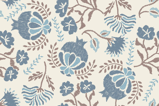 Seamless floral damask pattern Vintage background.Ethnic oriental pattern traditional.Motifs Ikat embroidery wallpaper.Textile rapport. abstract design for texture, fabric, clothing, wrapping