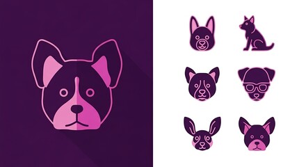 Dog Face Icons Set