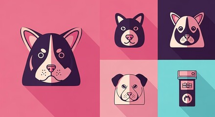Dog Face Icons Set