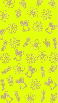 Plain yellow pattern with floral vase print, ideal for spring designs, stationery, digital backgrounds, and cheerful greeting cards.