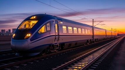 Fototapeta premium Train at sunset