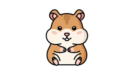 Cute cartoon hamster sitting upright.