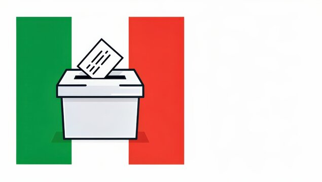 Italian Election: Ballot Box with Vote and Flag Background Symbol of Democracy