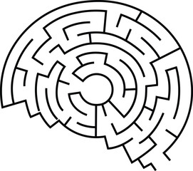 Minimalist Brain Shaped Labyrinth Vector Illustration for Mental Health and Logic Concepts