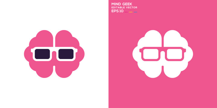 Mind geek logo. Intelligence, smart, innovation, genius. Vector icon symbol template EPS 10.