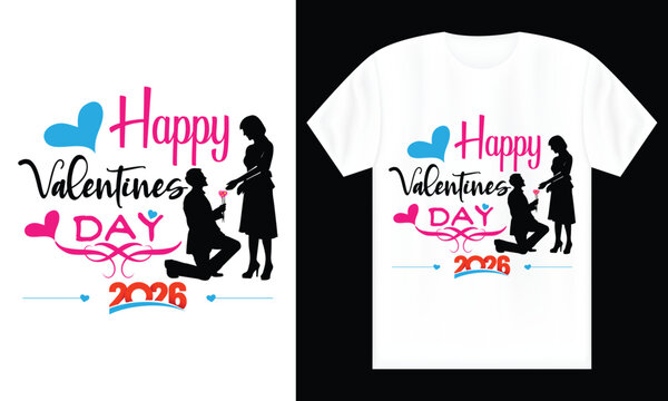 Happy Valentines Day 2026, T-shirt Design.