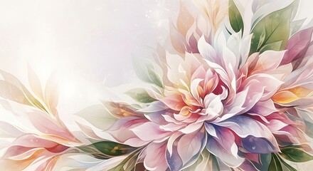 Watercolor Floral Composition with Pastel Hues and Gentle Lightness