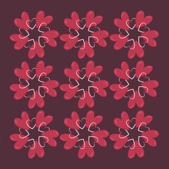 Red heart radial pattern illustration on isolated background. Valentine's day background print