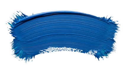 Abstract blue paint stroke with dynamic texture on transparent background