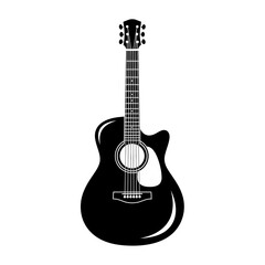 Obraz premium Acoustic Guitar Icon String Musical Instrument Minimal Silhouette Vector Illustration