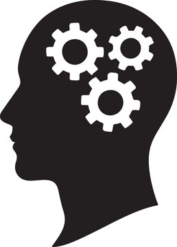 Creative mind silhouette with gears