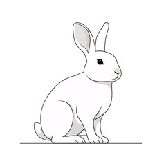 Fototapeta premium A white cartoon rabbit sitting on a black background