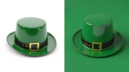 Fototapeta premium St patrick's day green top hats with gold buckles for festive fun