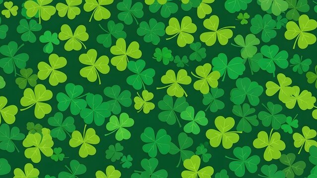 St patrick's day shamrocks and four leaf clover pattern background