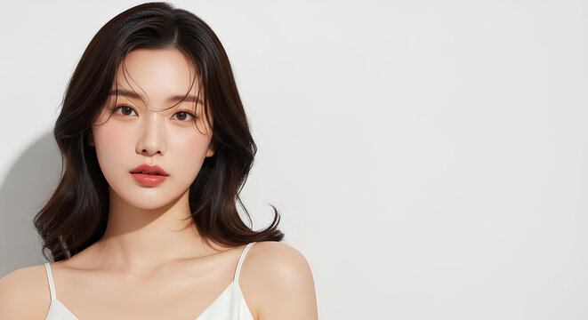 ロングヘアの日本人女性のビューティーポートレート	