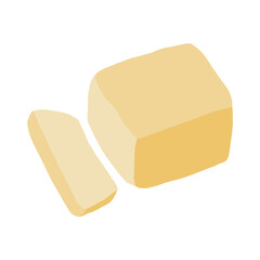 カットしたバターのイラスト