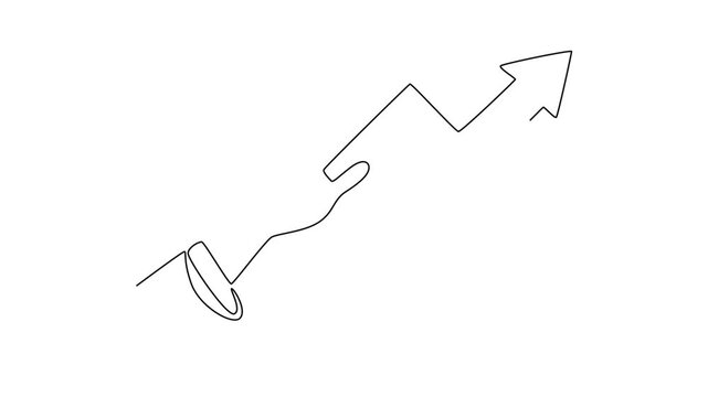 Profit and lost investment concept. Single line draw design. Full length animation illustration. High quality 4k footage