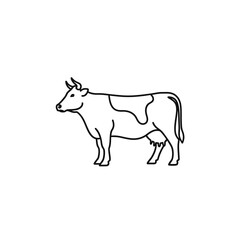 Fototapeta premium Black and White Line Art Cow Outline Drawing Minimalist Vector Graphic.png