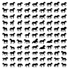 Black Horse Silhouette Stock Photo Background Collection Set of Horse Silhouettes on White Background.png