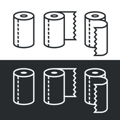 Paper roll icon. Paper towel, a toilet or kitchen accessory. A roll of paper towels.