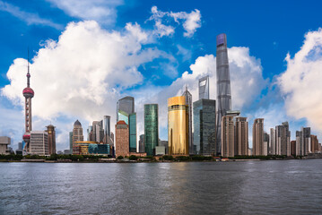 Shanghai city skyline with modern buildings, China