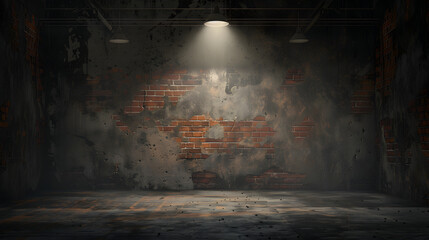 Obraz premium Dark empty industrial grunge room background with spotlight and concrete floor