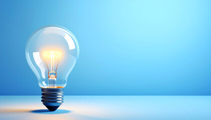 Leuchtende Glühbirne auf blauen Hintergrund für eine Idee