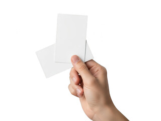 Fototapeta premium Hand holding transparent cards isolated on transparent background