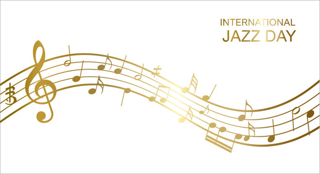 Vector illustration of flowing music notes on a musical background