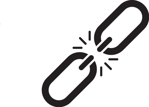 Weak icons in different styles. Broken chain link icons representing connection failure security risks and disconnection themes vector