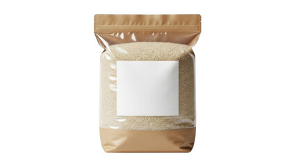 Brown paper bag of grains isolated on transparent background