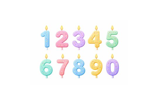 Colorful number candles background Ai imege 