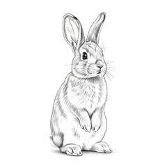 Obraz premium Detailed Black and White Rabbit Head Close up Fine Line Art Illustration