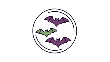Obraz premium Three stylized bats inside a double-lined circle on a white background
