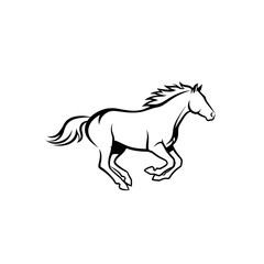 Obraz premium Galloping Horse Running Vector Line Art Motion Silhouette Dynamic Equine Wild Sprint.png