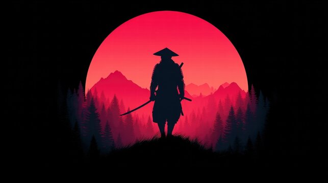 Samurai Silhouette at Sunset