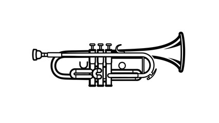 Naklejka premium Classic Brass Trumpet Musical Instrument, Orchestra Music Concept, Isolated White Background