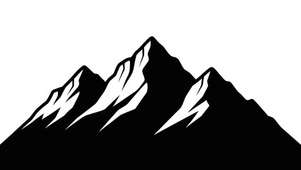 Majestic Mountain Range with Snow Peaks Isolated White Background Vector Illustration