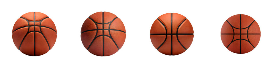 Fototapeta premium Four orange basketballs isolated on transparent background