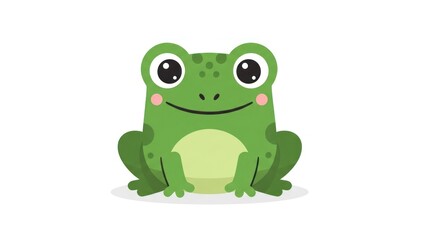 Obraz premium Smiling green cartoon frog character.