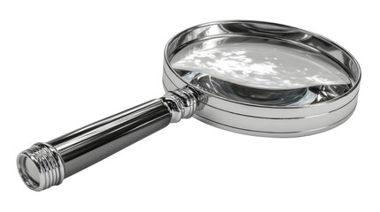 Magnify your message with this sleek, professional magnifying glass for detailed analysis or enhancing key details in your project today, isolated on transparent backgrounded