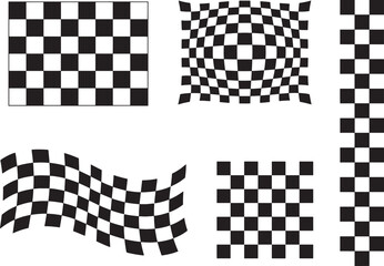 Abstract black and white checkered flag patterns collection