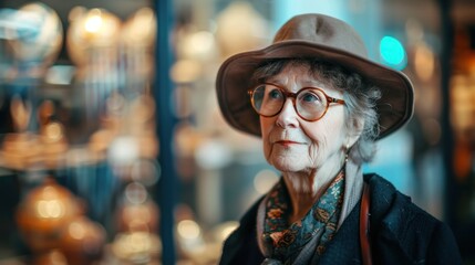 Obraz premium Elderly woman in museum